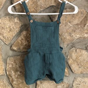 Blue cotton Muslin toddler overalls for summer